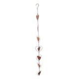 Metal Rain Chain Drainage Function Decorative Heart Shape Wind Chime with Hook for Balcony Patio Corridor