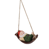 Dwarf Swing Sculpture Ornaments Resin and Twine Lovely 7.5in Resin Dwarf Swing Sculpture for Patio Lawn Porch Green
