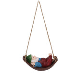 Dwarf Swing Sculpture Ornaments Resin and Twine Lovely 7.5in Resin Dwarf Swing Sculpture for Patio Lawn Porch Red In Australia - Darrahopens