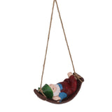 Dwarf Swing Sculpture Ornaments Resin and Twine Lovely 7.5in Resin Dwarf Swing Sculpture for Patio Lawn Porch Red In Australia - Darrahopens