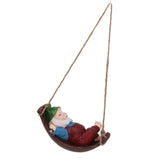 Dwarf Swing Sculpture Ornaments Resin and Twine Lovely 7.5in Resin Dwarf Swing Sculpture for Patio Lawn Porch Red
