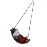 Dwarf Swing Sculpture Ornaments Resin and Twine Lovely 7.5in Resin Dwarf Swing Sculpture for Patio Lawn Porch Red