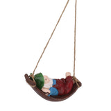 Dwarf Swing Sculpture Ornaments Resin and Twine Lovely 7.5in Resin Dwarf Swing Sculpture for Patio Lawn Porch Red
