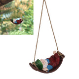 Dwarf Swing Sculpture Ornaments Resin and Twine Lovely 7.5in Resin Dwarf Swing Sculpture for Patio Lawn Porch Red