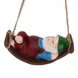 Dwarf Swing Sculpture Ornaments Resin and Twine Lovely 7.5in Resin Dwarf Swing Sculpture for Patio Lawn Porch Red