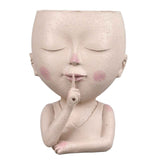Face Flower Pot Head Planter Pot Cute Resin Succulent Planter with Drainage Hole Closed Eyes Large Opening for Indoor Outdoor In Australia - Darrahopens