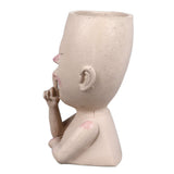 Face Flower Pot Head Planter Pot Cute Resin Succulent Planter with Drainage Hole Closed Eyes Large Opening for Indoor Outdoor In Australia - Darrahopens