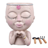 Face Planter Pot Resin Love Style Lady Head Succulent Planter Women Face Flower Pot with Drainage Hole Spades for Indoor Outdoor White In Australia - Darrahopens