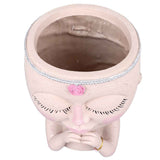 Face Planter Pot Resin Love Style Lady Head Succulent Planter Women Face Flower Pot with Drainage Hole Spades for Indoor Outdoor White