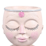 Face Planter Pot Resin Love Style Lady Head Succulent Planter Women Face Flower Pot with Drainage Hole Spades for Indoor Outdoor White