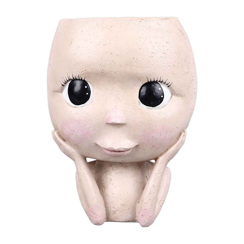 Face Planter Pots Large Caliber Resin Drainage Hole Design Creative Head Succulent Planters Pot for Herbs Succulents Cacti In Australia - Darrahopens