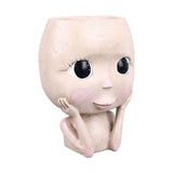 Face Planter Pots Large Caliber Resin Drainage Hole Design Creative Head Succulent Planters Pot for Herbs Succulents Cacti In Australia - Darrahopens