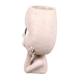 Face Planter Pots Large Caliber Resin Drainage Hole Design Creative Head Succulent Planters Pot for Herbs Succulents Cacti