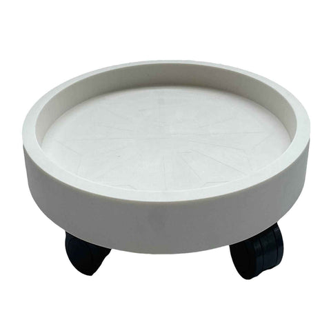 Flower Pot Tray Wheels Round Shape Removable Rotating Wheels Plant Stand for Balcony White 30 In Australia - Darrahopens