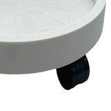 Flower Pot Tray Wheels Round Shape Removable Rotating Wheels Plant Stand for Balcony White 40