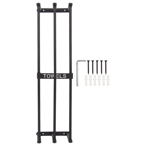 Bathroom Wall Towel Rack Wall Mounted 3 Bars Aluminum Alloy Rolled Towel Holder for Rolled Towels Black