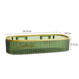 Wall Mounted Storage Rack Punch Free Shower Caddy Shelf Bathroom No Drilling Storage Rack for Household Long Strip ‑ Dark Green