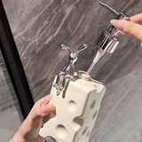 Shampoo Dispenser Bottle Ceramic Large Capacity Home Decoration with Pump for Bathroom Large White