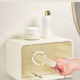Tissue Box Cover Wall Mounted 2 in 1 Waterproof Tissue Holder Dispenser Box Cover for Bathroom Transparent White