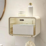 Tissue Box Cover Wall Mounted 2 in 1 Waterproof Tissue Holder Dispenser Box Cover for Bathroom Transparent White In Australia - Darrahopens