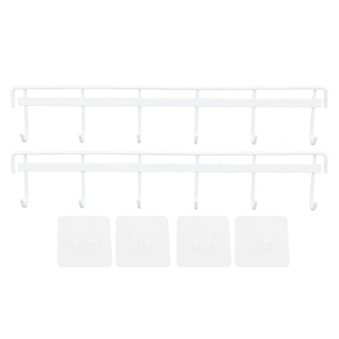 2pcs Wall Mounted Coat Rack Stainless Steel Wall Hanging Coat Hook Rail with 6 Hooks for Clothes Towel Hat 6 Hooks 2 White In Australia - Darrahopens
