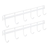 2pcs Wall Mounted Coat Rack Stainless Steel Wall Hanging Coat Hook Rail with 6 Hooks for Clothes Towel Hat 6 Hooks 2 White
