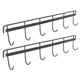 2pcs Wall Mounted Coat Rack Stainless Steel Wall Hanging Coat Hook Rail with 6 Hooks for Clothes Towel Hat 6 Hooks 2 Black