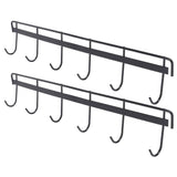 2pcs Wall Mounted Coat Rack Stainless Steel Wall Hanging Coat Hook Rail with 6 Hooks for Clothes Towel Hat 6 Hooks 2 Black