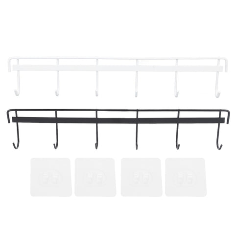 2pcs Wall Mounted Coat Rack Stainless Steel Wall Hanging Coat Hook Rail with 6 Hooks for Clothes Towel Hat 6 Hooks 1 Black 1 White In Australia - Darrahopens
