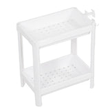 Bathroom Tower Shelf Plastic Freestanding Storage Rack Organizer Multifunctional Shelving Unit for Living Room Bedroom Kitchen White 2 Layers