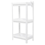 Bathroom Tower Shelf Plastic Freestanding Storage Rack Organizer Multifunctional Shelving Unit for Living Room Bedroom Kitchen White 3 Layers