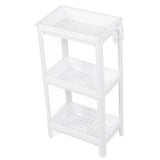 Bathroom Tower Shelf Plastic Freestanding Storage Rack Organizer Multifunctional Shelving Unit for Living Room Bedroom Kitchen White 3 Layers