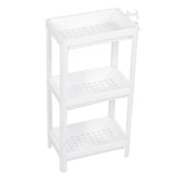 Bathroom Tower Shelf Plastic Freestanding Storage Rack Organizer Multifunctional Shelving Unit for Living Room Bedroom Kitchen White 3 Layers