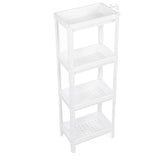 Bathroom Tower Shelf Plastic Freestanding Storage Rack Organizer Multifunctional Shelving Unit for Living Room Bedroom Kitchen White 4 Layers