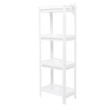 Bathroom Tower Shelf Plastic Freestanding Storage Rack Organizer Multifunctional Shelving Unit for Living Room Bedroom Kitchen White 4 Layers