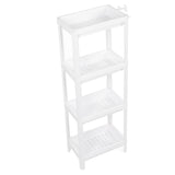Bathroom Tower Shelf Plastic Freestanding Storage Rack Organizer Multifunctional Shelving Unit for Living Room Bedroom Kitchen White 4 Layers