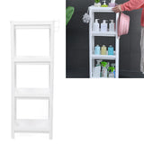 Bathroom Tower Shelf Plastic Freestanding Storage Rack Organizer Multifunctional Shelving Unit for Living Room Bedroom Kitchen White 4 Layers