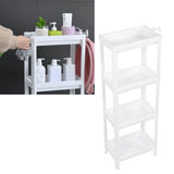 Bathroom Tower Shelf Plastic Freestanding Storage Rack Organizer Multifunctional Shelving Unit for Living Room Bedroom Kitchen White 4 Layers