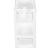 Bathroom Tower Shelf Plastic Freestanding Storage Rack Organizer Multifunctional Shelving Unit for Living Room Bedroom Kitchen White 4 Layers