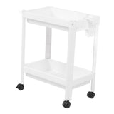 Bathroom Tower Shelf Plastic Freestanding Storage Rack Organizer Multifunctional Shelving Unit for Living Room Bedroom Kitchen White 2 Layers (with Wheel)