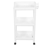 Bathroom Tower Shelf Plastic Freestanding Storage Rack Organizer Multifunctional Shelving Unit for Living Room Bedroom Kitchen White 3 Layers (with Wheel) In Australia - Darrahopens