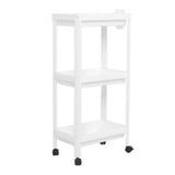 Bathroom Tower Shelf Plastic Freestanding Storage Rack Organizer Multifunctional Shelving Unit for Living Room Bedroom Kitchen White 3 Layers (with Wheel) In Australia - Darrahopens