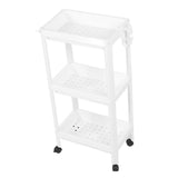 Bathroom Tower Shelf Plastic Freestanding Storage Rack Organizer Multifunctional Shelving Unit for Living Room Bedroom Kitchen White 3 Layers (with Wheel)