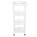 Bathroom Tower Shelf Plastic Freestanding Storage Rack Organizer Multifunctional Shelving Unit for Living Room Bedroom Kitchen White 4 Layers (with Wheel) In Australia - Darrahopens