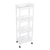 Bathroom Tower Shelf Plastic Freestanding Storage Rack Organizer Multifunctional Shelving Unit for Living Room Bedroom Kitchen White 4 Layers (with Wheel) In Australia - Darrahopens
