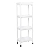 Bathroom Tower Shelf Plastic Freestanding Storage Rack Organizer Multifunctional Shelving Unit for Living Room Bedroom Kitchen White 4 Layers (with Wheel) In Australia - Darrahopens
