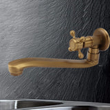 Antique Garden Faucet with Extended Spout Antifreezing Copper Wall Mount Single Cold Water Tap for Washing Round Spout