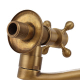 Antique Garden Faucet with Extended Spout Antifreezing Copper Wall Mount Single Cold Water Tap for Washing Round Spout