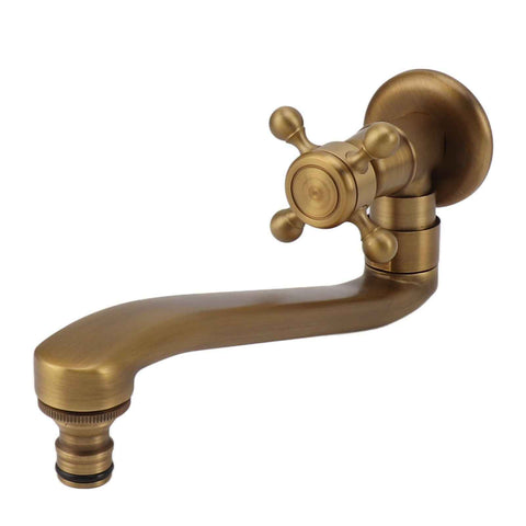 Antique Garden Faucet with Extended Spout Antifreezing Copper Wall Mount Single Cold Water Tap for Washing Sharp Spout In Australia - Darrahopens