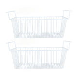 2Pcs Freezer Organizer Bins Steel Wire Large Capacity Strong Bearing Freezer Basket with Handle for Closet Countertops 56.5 X 25.2 X 24cm / 22.2 X 9.9 X 9.4in (L X W X H) with 7cm / 2.8in Handle